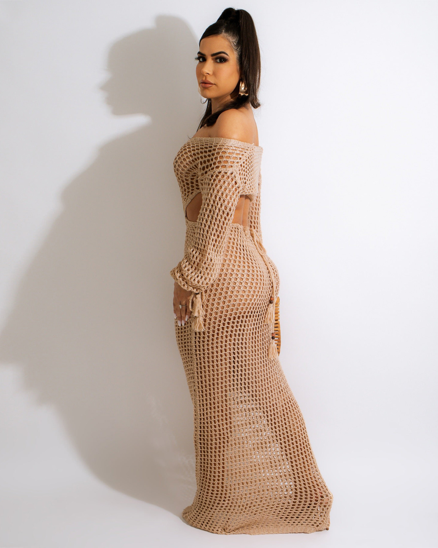 亚马逊速卖通欧美女装性感镂空针织连衣裙夏季深V沙滩罩衫长裙详情17