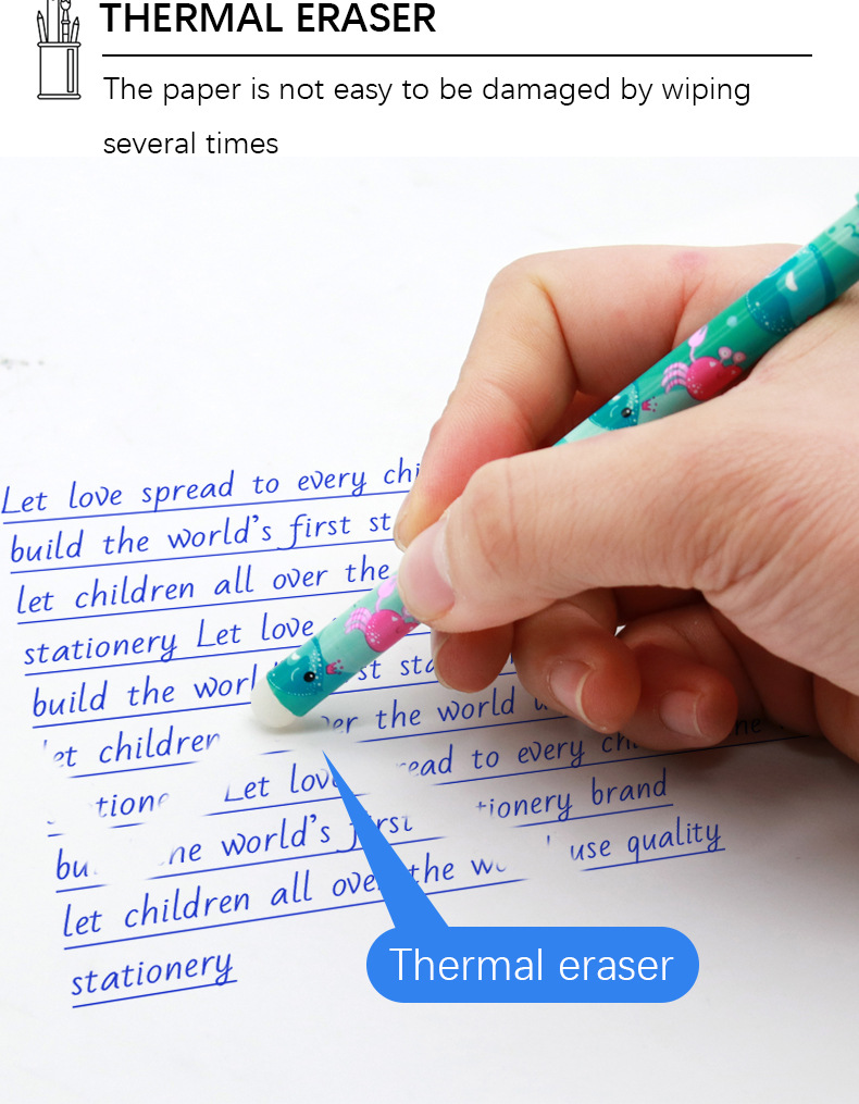 Yalong Cross-border Cute Ocean Dolphin Standard Erasable Pen Gel Pen Office and School Stationery pic 4