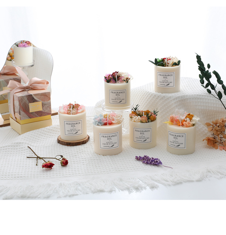 Scented candle gift box, everlasting flower scented candle, floral souvenir, scented scented candle, smokeless soy wax pic 16