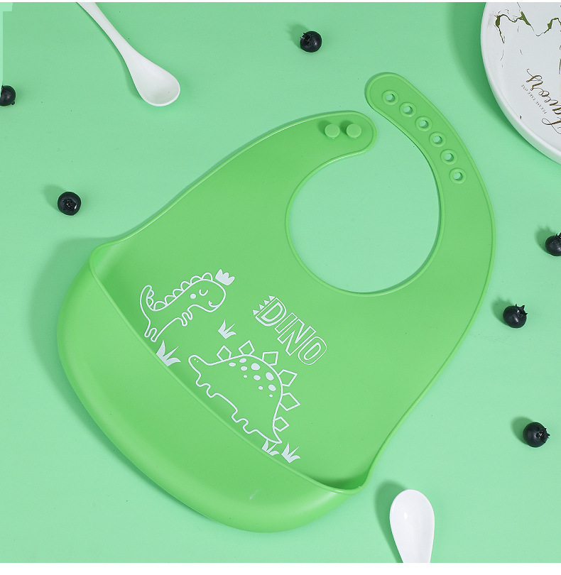 婴童 新款婴儿硅胶围兜 卡通口水兜 宝宝饭兜防水围兜免洗批发详情18