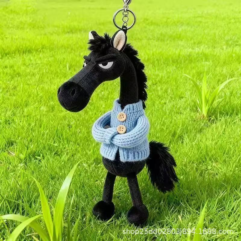 2026年生肖马年吉祥物小马玩偶天选高冷黑马毛绒公仔娃娃包包挂件详情14