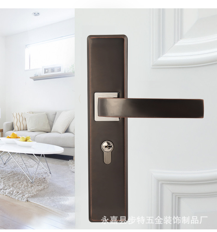 门锁室内卧室卫生间门把手木门锁黑色锁具家用房间门锁静音房门锁详情11