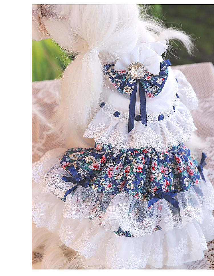 安贝妮高级感宠物衣服高定狗狗碎花泰迪小型犬茶话会小狗公主裙详情22