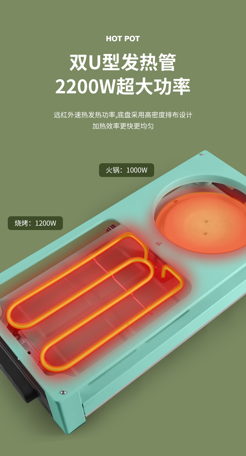 多功能宿舍火锅涮烤一体锅 韩式电烤盘 无烟不粘家用学生电烤炉详情12