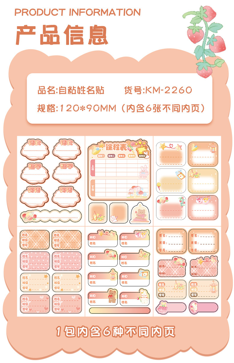 Wholesale of cartoon cute primary school student gifts, name stickers, class schedule stickers, self-adhesive subject handwritten plan sheets pic 5