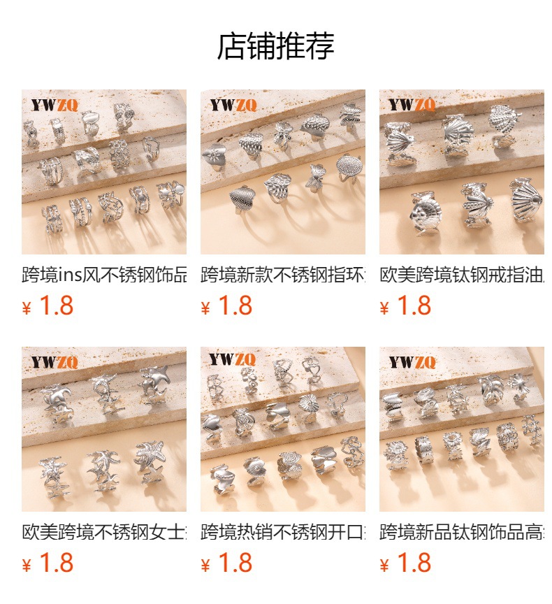 欧美跨境钛钢饰品油压镂空十字架戒指女小众设计感钛钢不掉色指环详情2