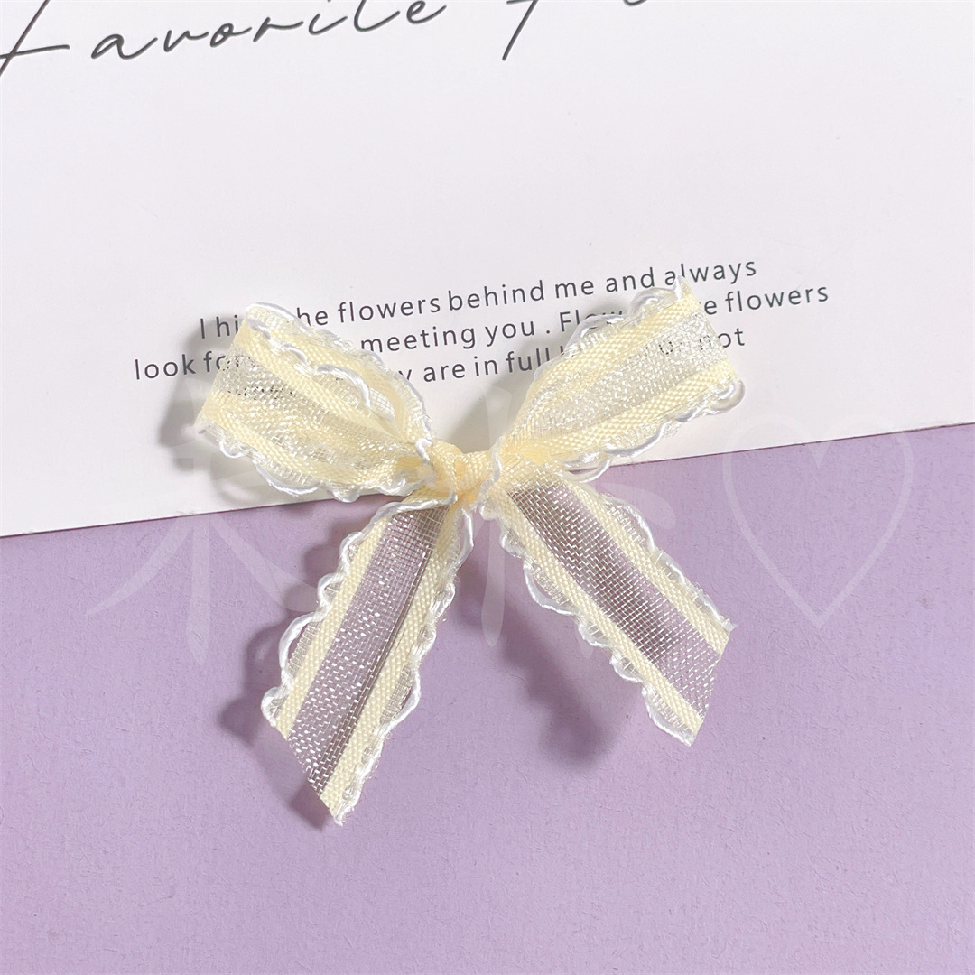 Double-stripe hooked wavy edge hand-tied bow fabric accessories, clothing, shoes, hats, socks and accessories DIY handmade materials pic 6