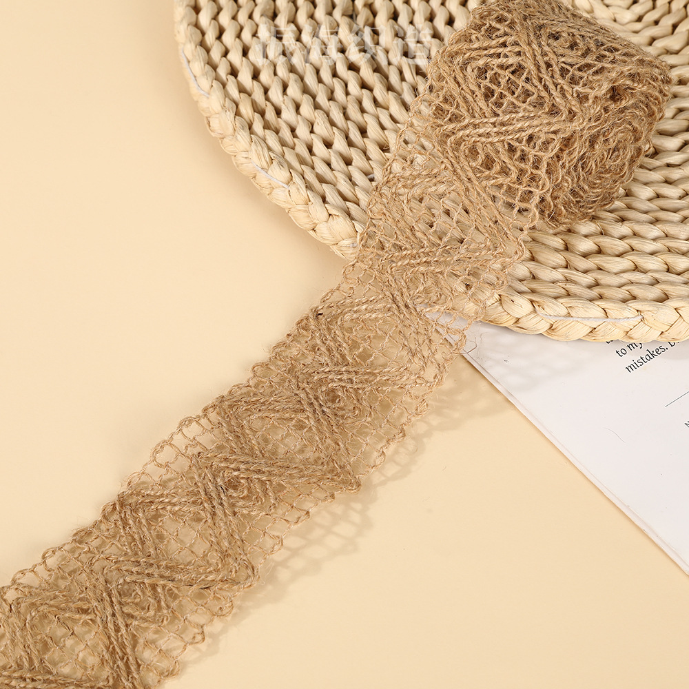 diy黄麻绳织带蝴蝶结蕾丝花边织带家纺家饰装饰黄麻蕾丝麻线花边详情11
