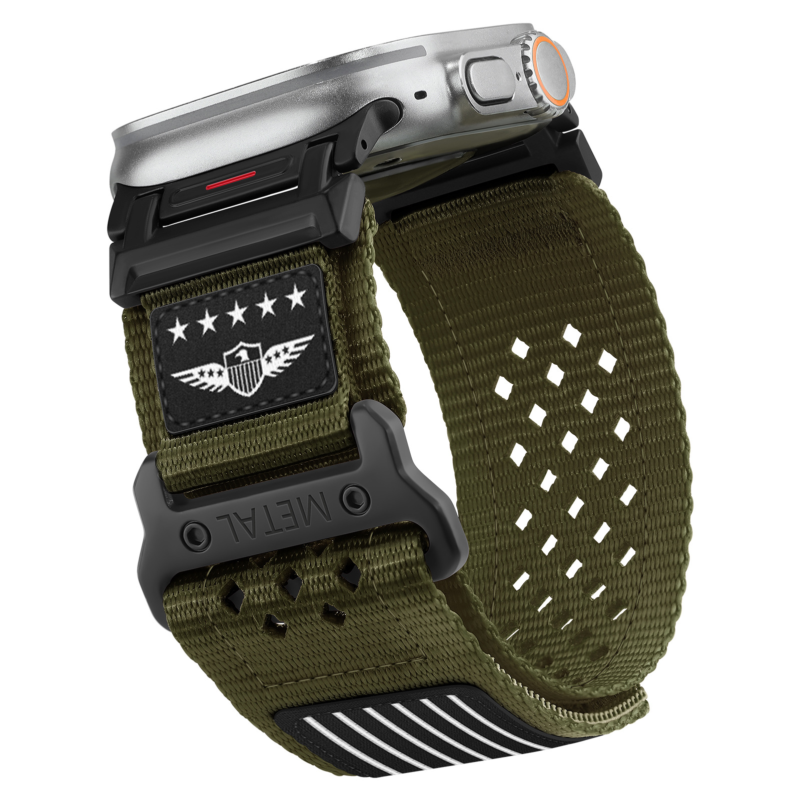 This 49mm fine woven nylon mechanical wind breathable wristband is suitable for the Apple Watch ultra pic 5