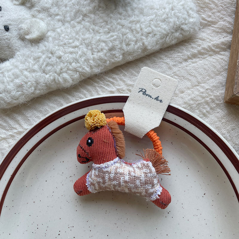 新款韩版秋冬布艺手作小马系发夹儿童侧边碎发刘海夹弹力马尾发圈详情8