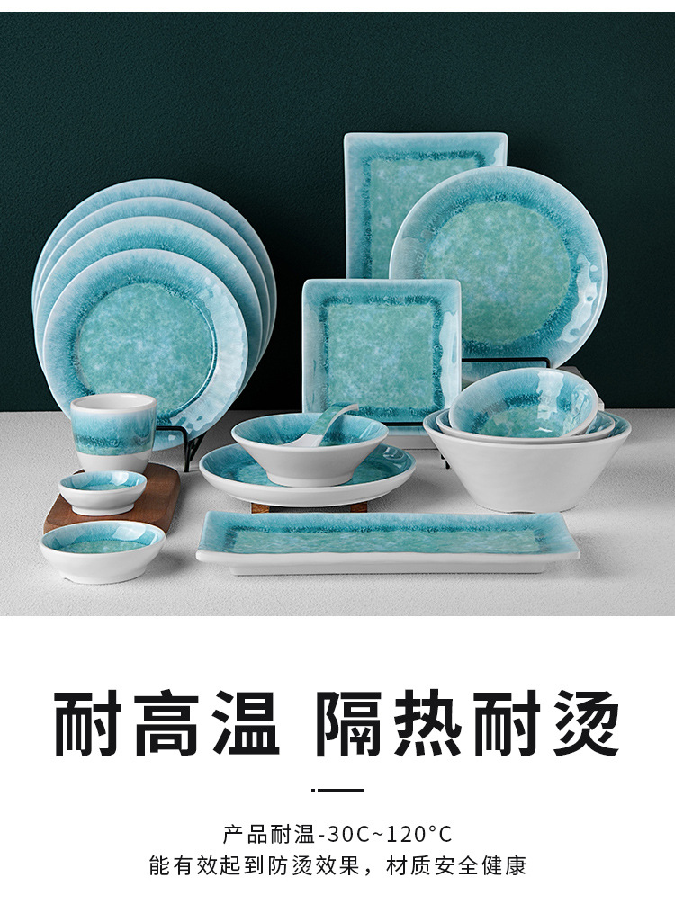 New imitation porcelain KB blue brick pattern melamine tableware factory direct sales melamine tableware pic 5