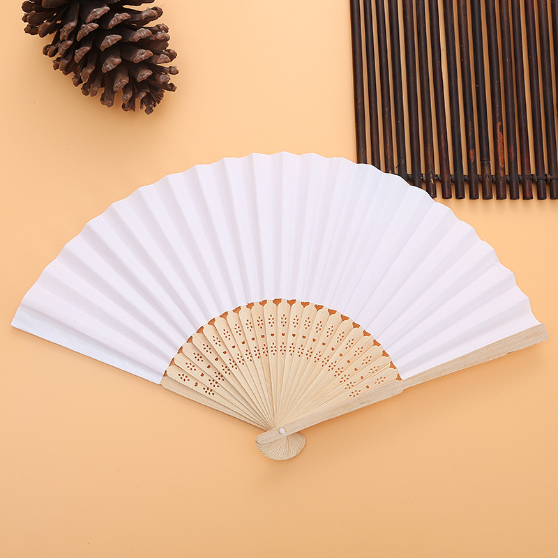 Seven-inch white blank advertising fan custom processing DIY foreign trade export bamboo frame fan blank paper fan creative promotional fan pic 4