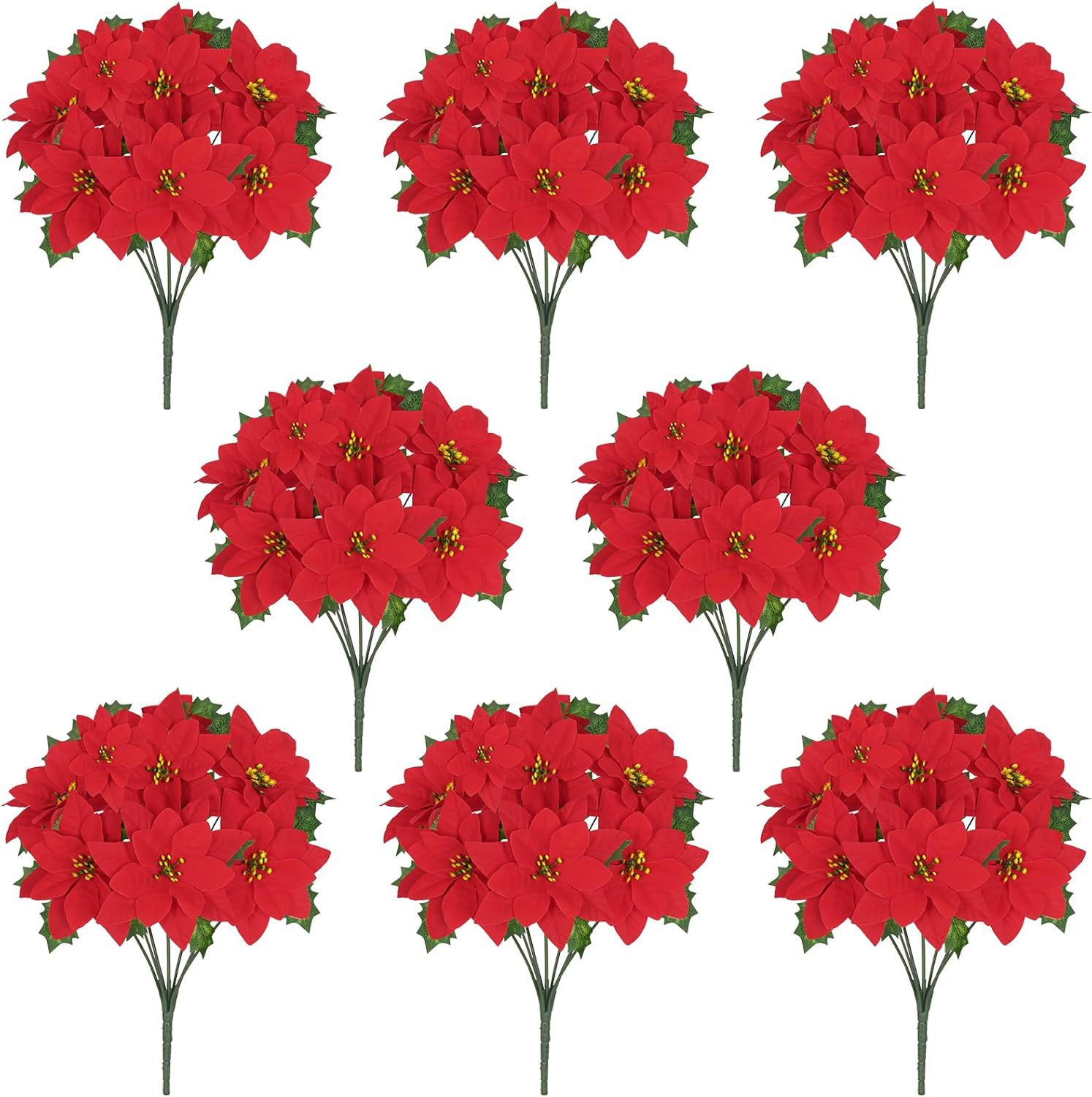 Cross-border Temu Foreign Trade consignment, artificial Christmas bouquets, outdoor floor nails, artificial flowers, Christmas decoration velvet artificial flower factory pic 1