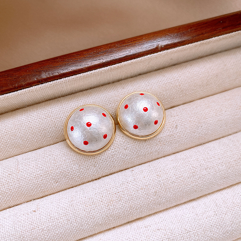 银针法式复古波点棉花珍珠耳钉时尚潮流百搭耳环简约高级感耳饰女详情8