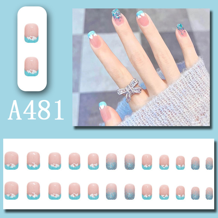 Wearable nail art pieces, artificial nail products, detachable, simple lemon ice transparent, popular online style Douyin nail art hair replacement pic 20