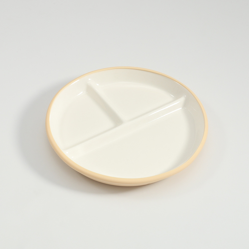 跨境硅胶包陶瓷分格盘分隔盘儿童辅食餐具三格餐盘食堂分餐盘饭盘详情4