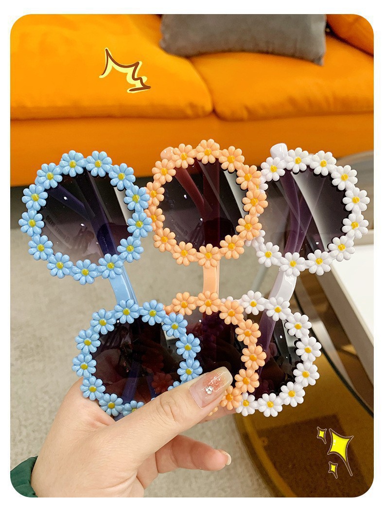 小雏菊造型儿童太阳镜可爱宝宝潮墨镜男女童防紫外线花朵派对眼镜详情6