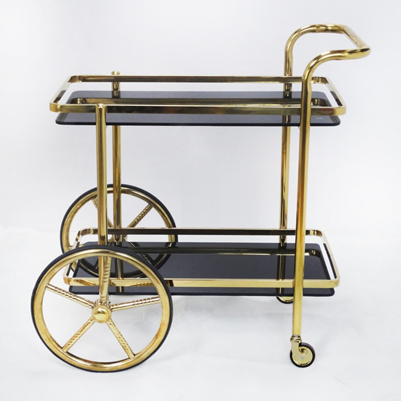 European-style titanium gold wine cart, imperial concubine wine cart, cake cart, double-layer food delivery cart, 4S store pastry and hotel service cart pic 11