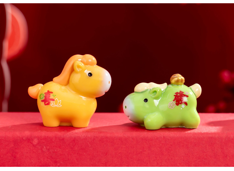 马年创意五彩小马公仔萌粒DIY装饰品桌面迷你车载摆件陶瓷工艺品详情8