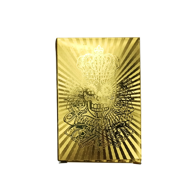 厂家现货金箔土豪纯黑色扑克 德州塑料防水骷髅头出口跨境货源详情4