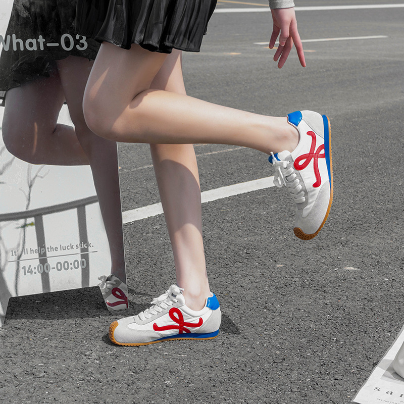 苏茵茵7cm内增高版~复古小歪头鸳鸯鞋带休闲鞋德训鞋女阿甘小白鞋详情43