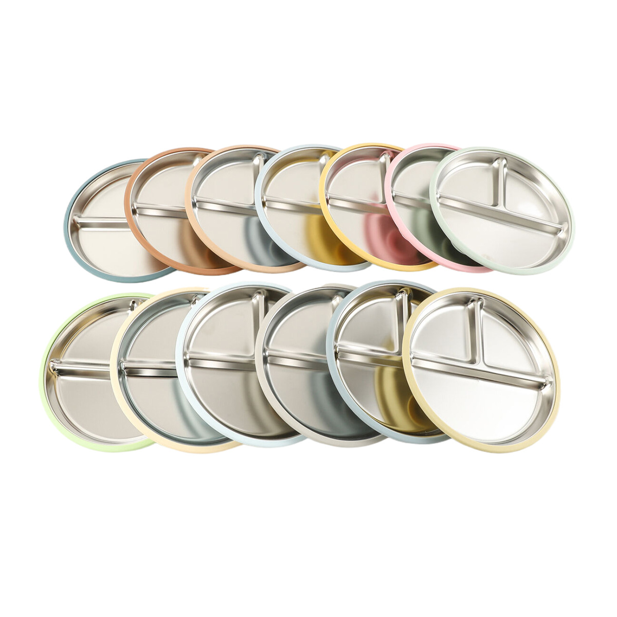 食品级不锈钢304儿童分餐盘儿童分格带吸盘20CM防滑宝宝餐具菜盘详情8