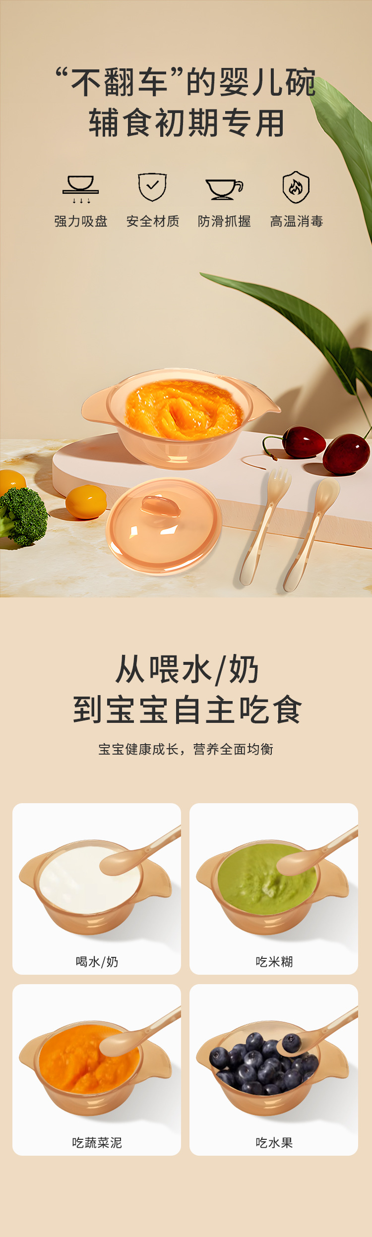 婴儿辅食工具宝宝碗叉勺套装新生儿幼儿喂水吃米糊辅食碗婴儿专用详情1