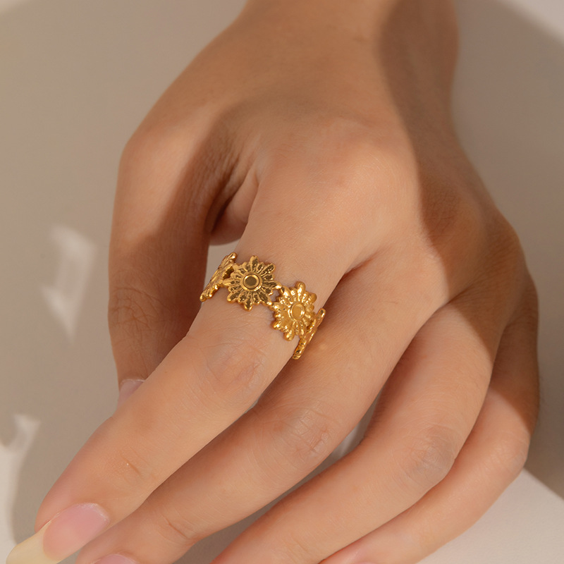 欧美时尚ins风简约钛钢戒指18k镀金不规则几何不锈钢女士饰品热销详情13