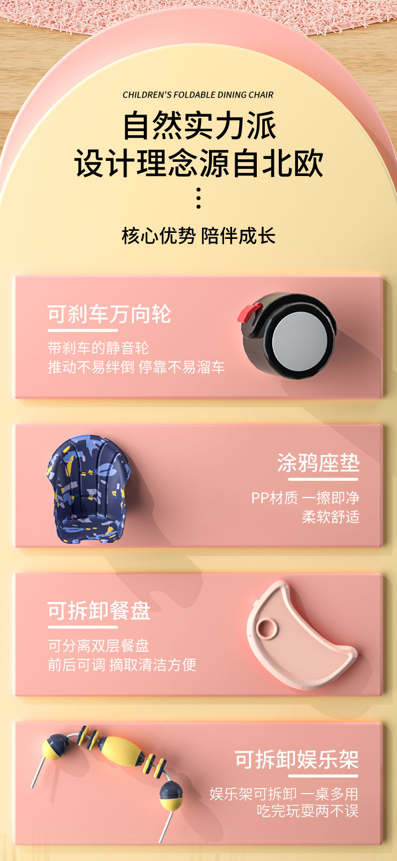 跨境批发宝宝餐椅儿童多功能可折叠吃饭椅便携式婴儿餐桌源头厂家详情2