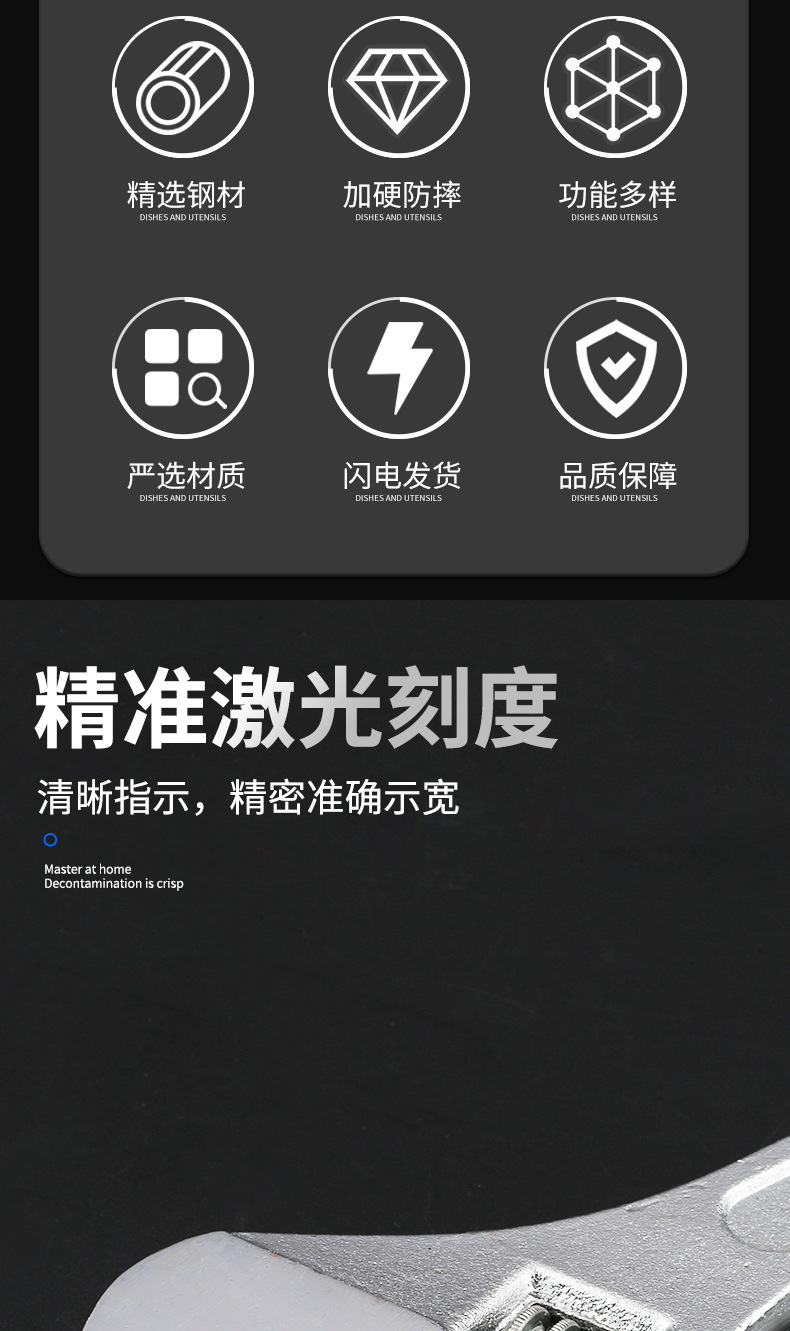 活动扳手工具万能活口板手多功能大开口超硬活扳手套装厂家批发详情4