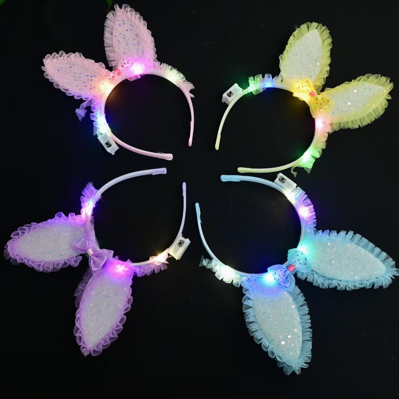 2025 New cute Kulomi Internet celebrity glowing big ear headband, glowing crown headband, glowing bow tie headband pic 5