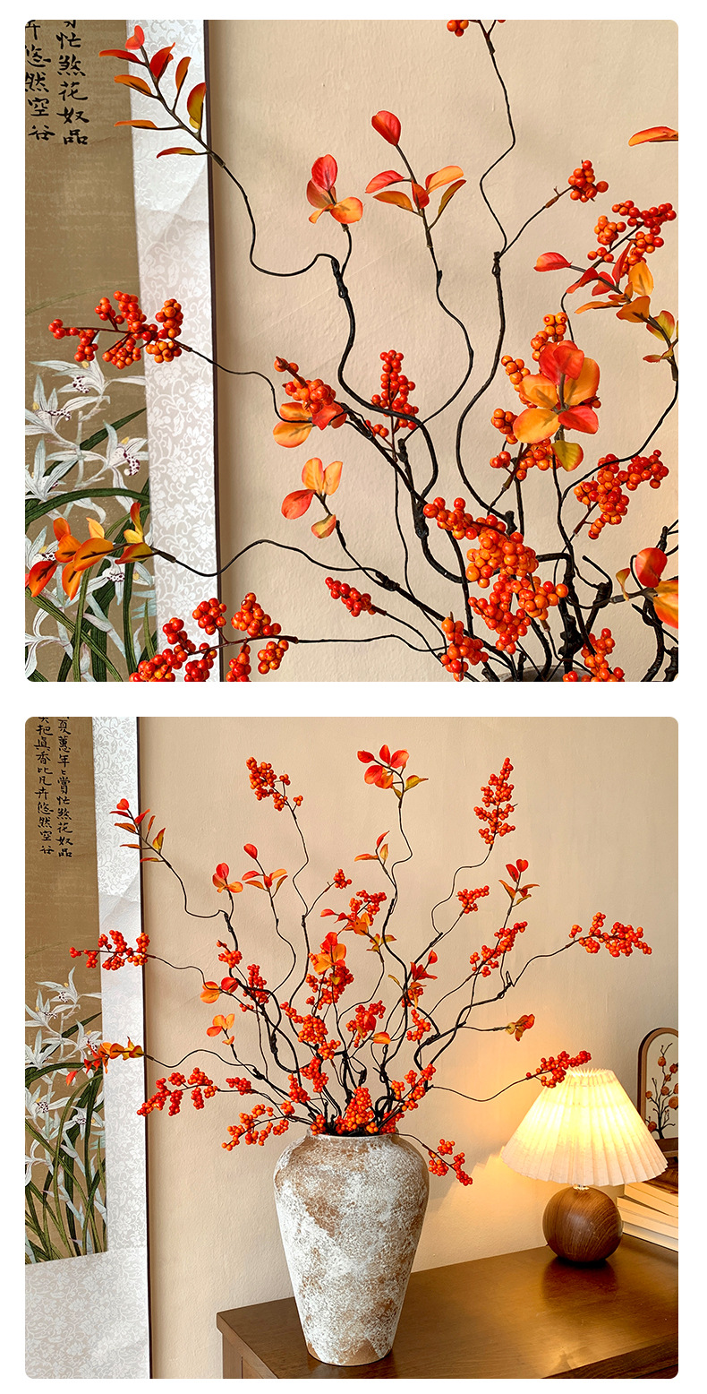 年宵花发财果红果仿真花假花摆设客厅搬家新居礼物结婚装饰品摆件详情12