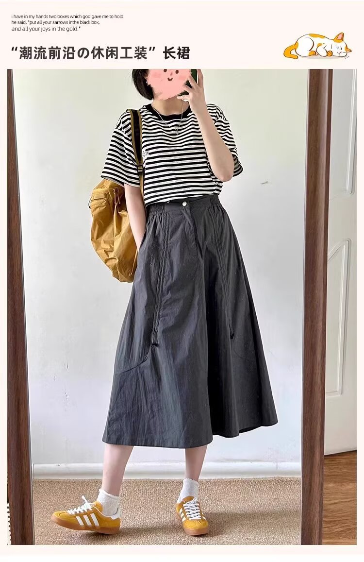 American Bella style workwear skirt for women, new summer style, plus-size high-waisted, quick-drying and slimming A-line umbrella skirt pic 2