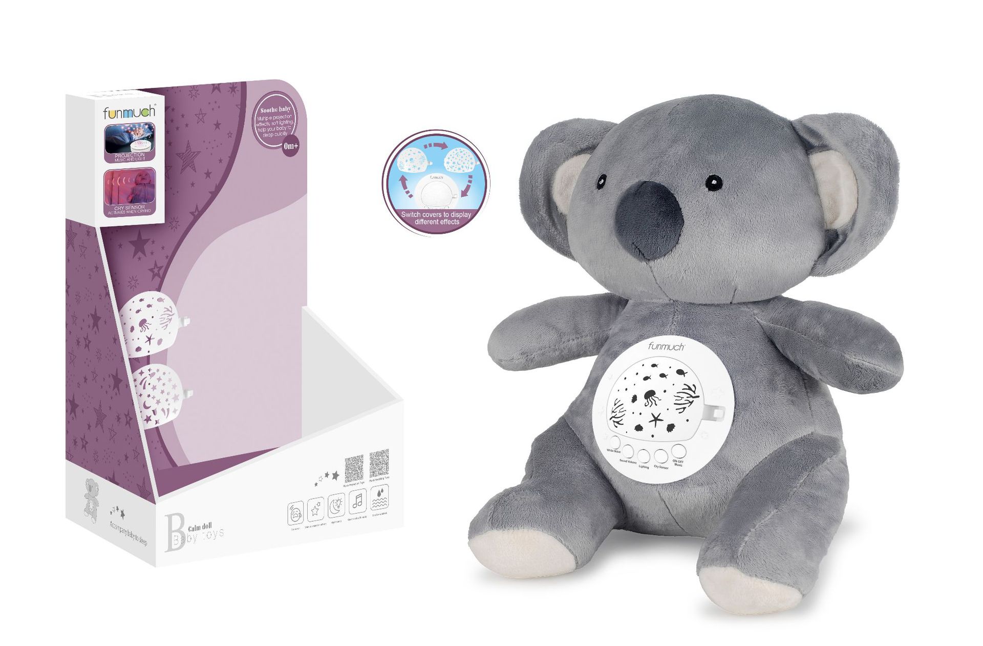 Cross-border infant and toddler soothing plush toys, creative projection night light music lullaby dolls, baby comfort toys pic 10