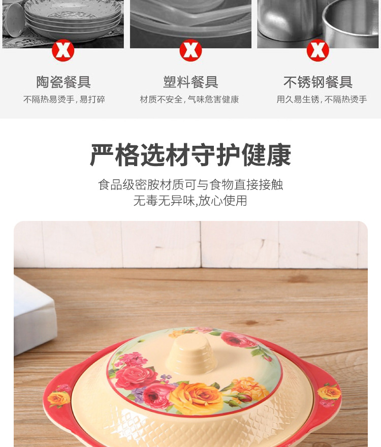 工厂批发盖碗花色混装密胺餐具仿瓷耐摔汤盘餐具现货供应亚马逊详情3