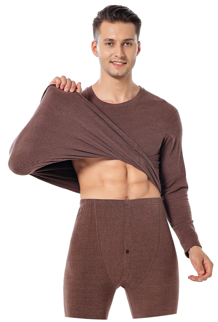 Double-sided Pearl Fleece seamless thermal underwear set for men, fleece close-fitting base layer high-quality underwear pic 15