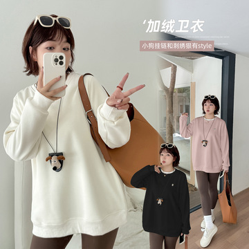 伊诺大码女装深蓝宽松设计感植绒牛仔裤2025冬保暖显瘦长裤433776详情5