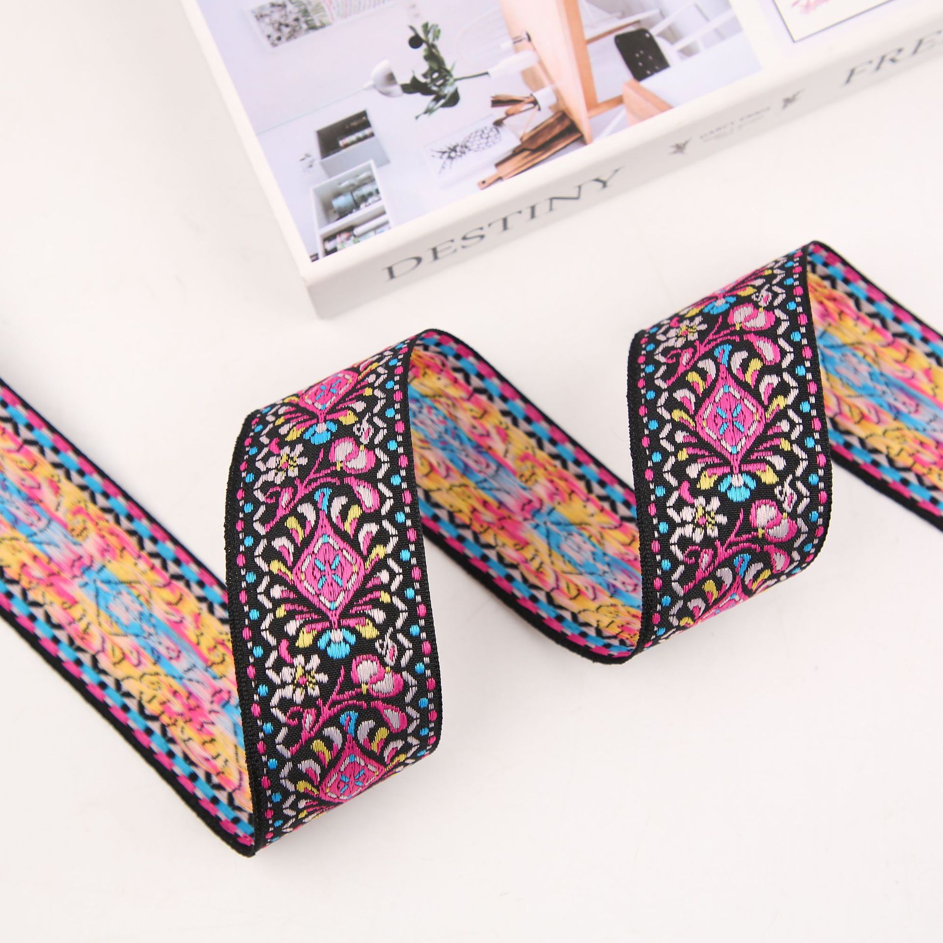 Wholesale of 4.0cm retro ethnic style totem pattern jacquard webbing lace ethnic clothing webbing accessories in stock pic 16