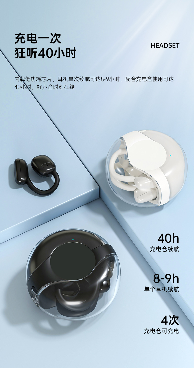 Трансграничные беспроводные наушники OWS bluetooth, HiFi с очень длинной акустикой, и с коротким контактным управлением V5.3 pic 8