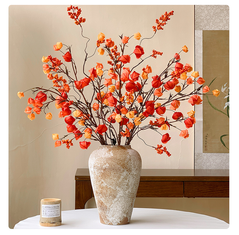 灯笼果仿真花假花摆设栾树果干花年宵花家居装饰花艺摆件直播代发详情14