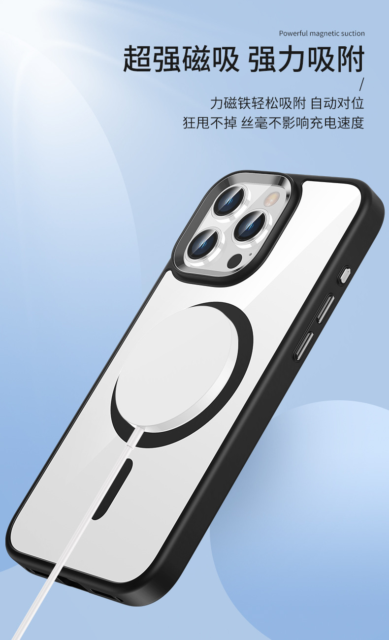Cross-border applicable iPhone16ProMax transparent protective case, anti-drop case, Apple 16 magnetic phone case, high-end feel pic 6