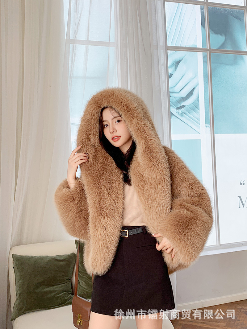 2023新款街头狐狸毛外套女潮人造皮毛秋冬加厚海宁时尚皮草外套女详情10