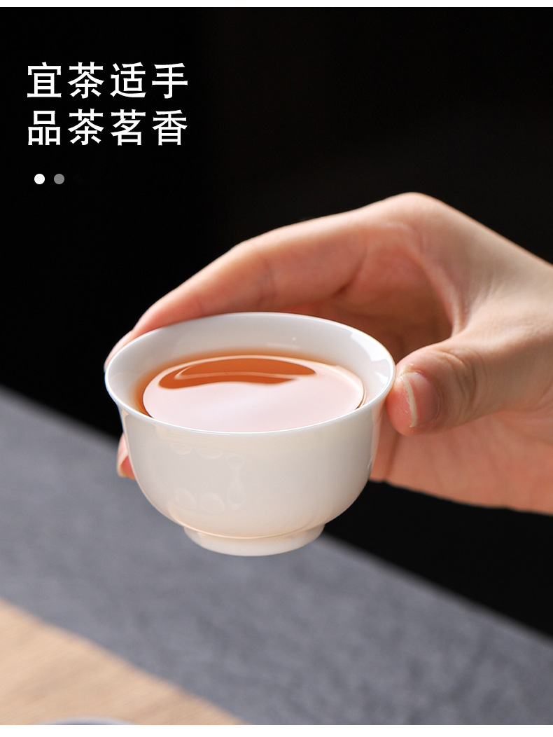 羊脂玉白瓷茶具套装全套功夫茶具盖碗茶杯旅行茶具便携礼盒印LOGO详情8