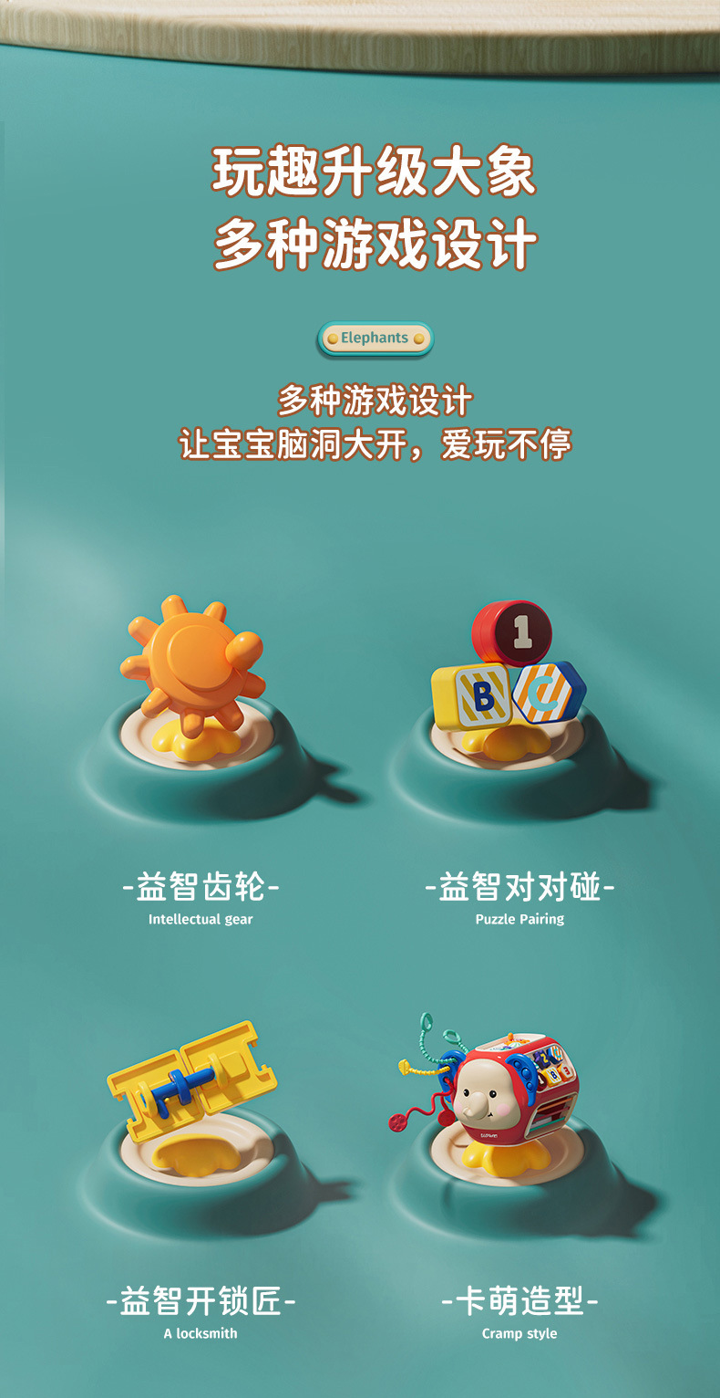 跨境儿童八面体益智玩具卡通多功能灯光音乐软胶婴儿手拍鼓益智科教玩具台儿童游戏台详情2