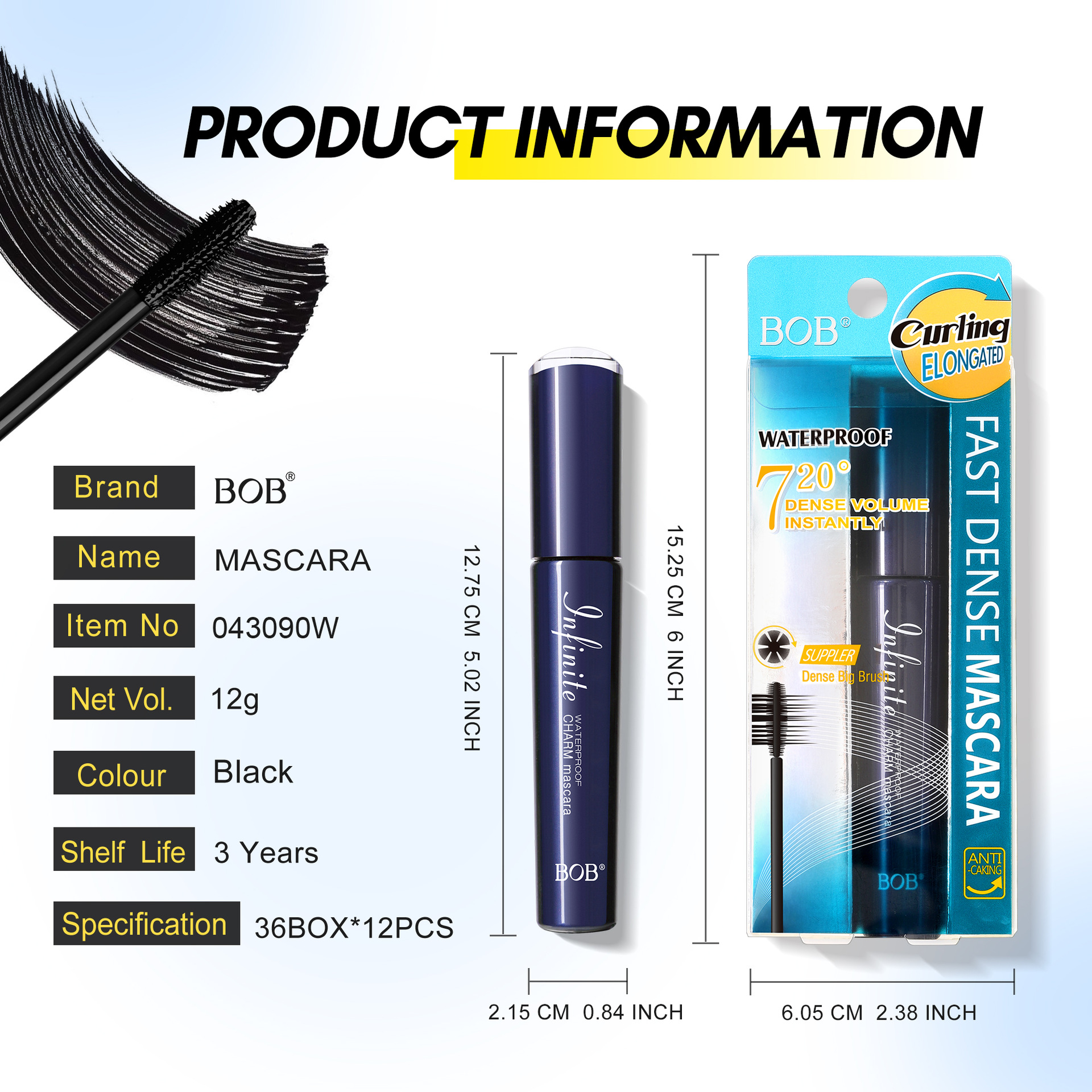 Cross-border bob Soft Mist Long-lasting Mascara pic 6