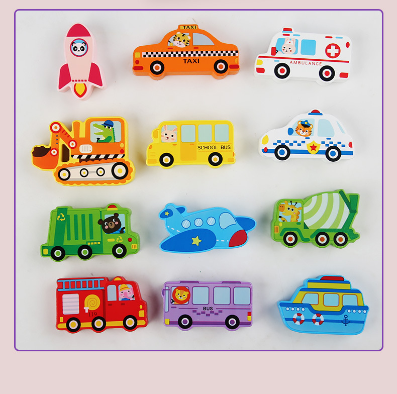 跨境儿童木制立体六边形拼图动物交通拼板积木早教益智启蒙玩具详情33