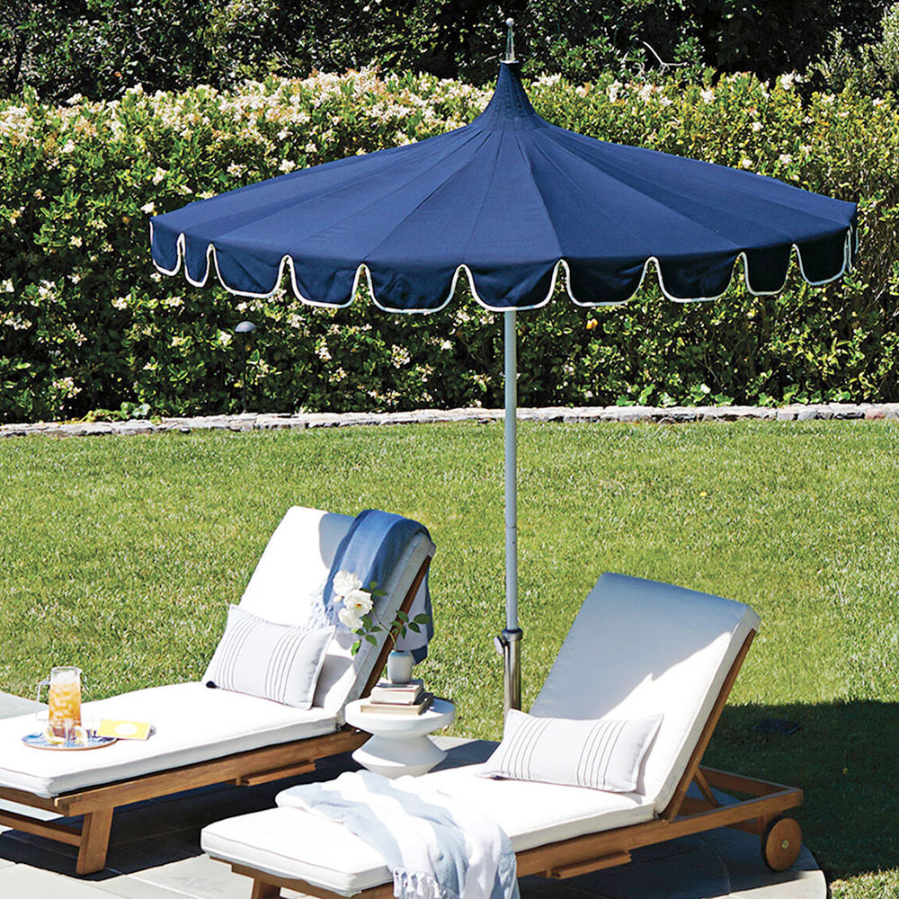 豪华户外休闲铝杆涤纶大庭院宝塔伞8骨沙滩伞蓝白海滩遮阳太阳伞详情15