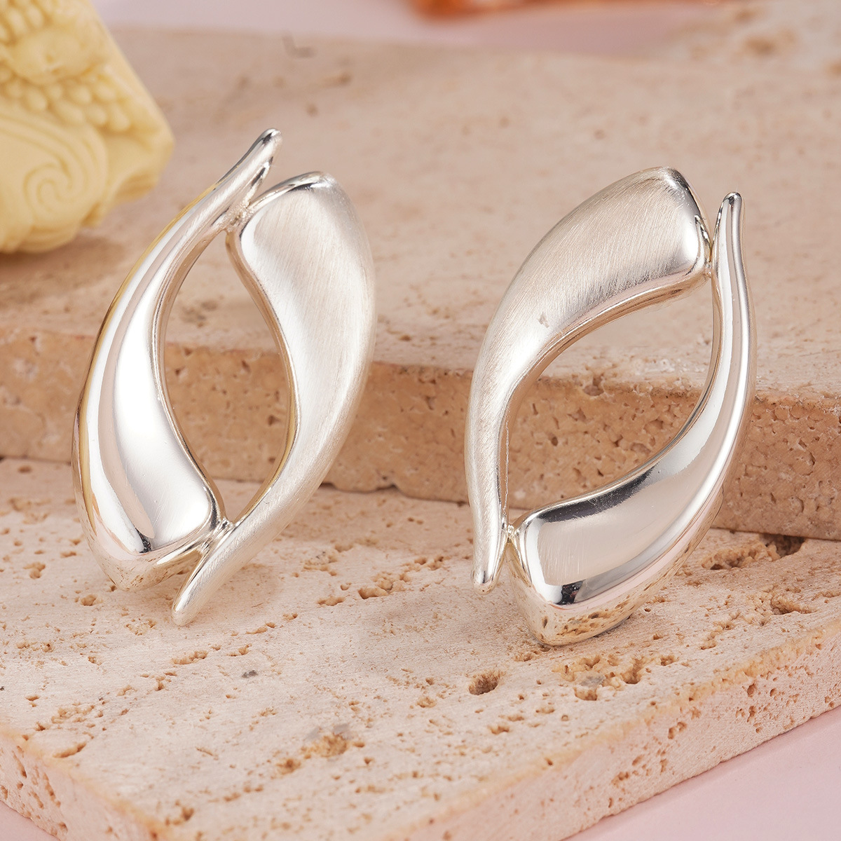 简约金属电镀跨境花朵时尚流苏耳环拉丝金银戒指夸张设计长款耳饰详情27