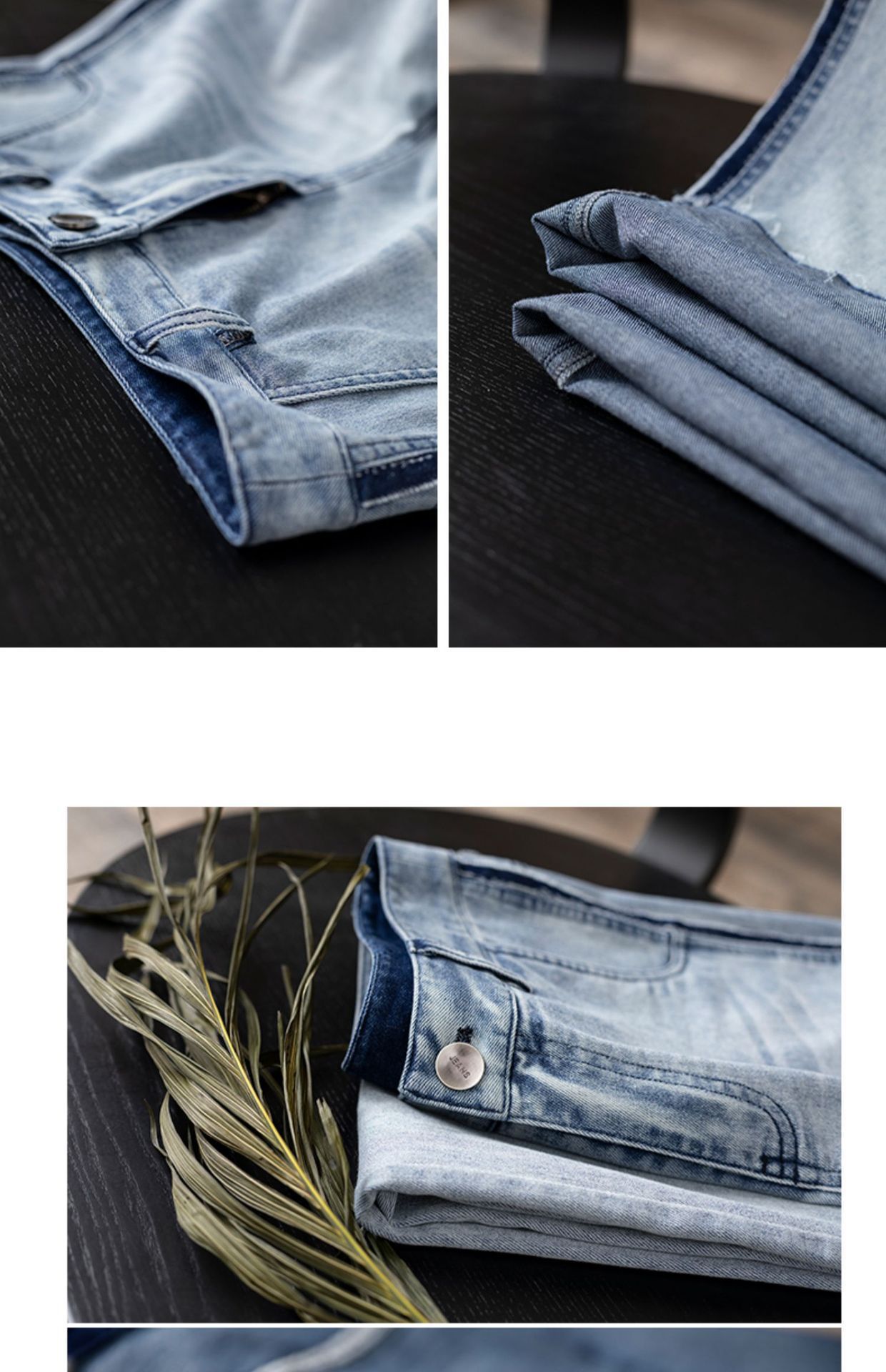 撞色直筒牛仔裤女2025春季新款毛边复古宽松休闲阔腿腿长详情56