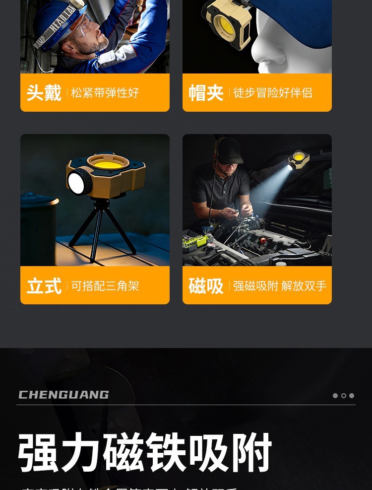 New cross-border COB multi-functional outdoor headlamp, LED strong light, ultra-long battery life, night fishing light, portable cap clip light, mini flashlight pic 19